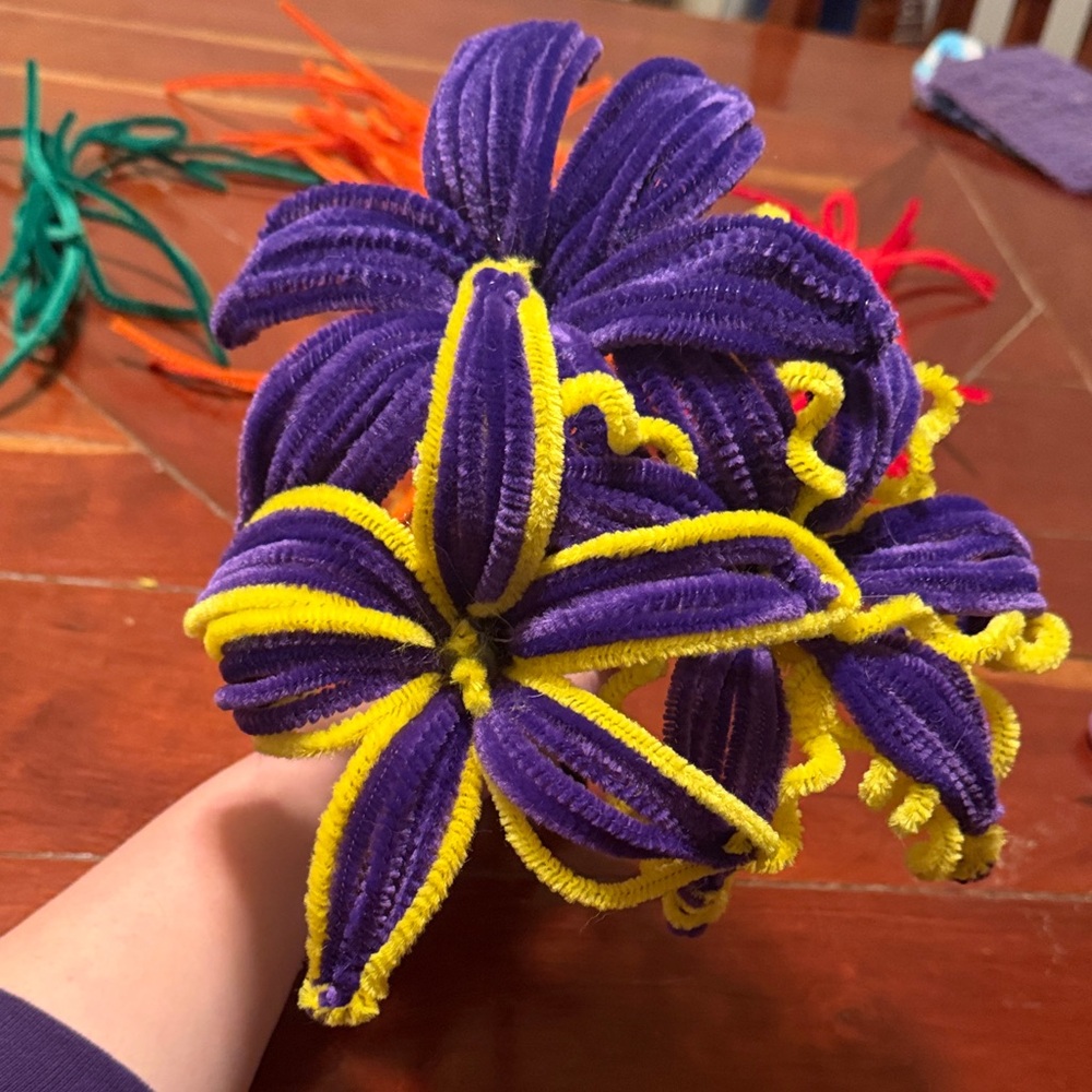 Purple and Yellow Pipe Cleaner Flowers